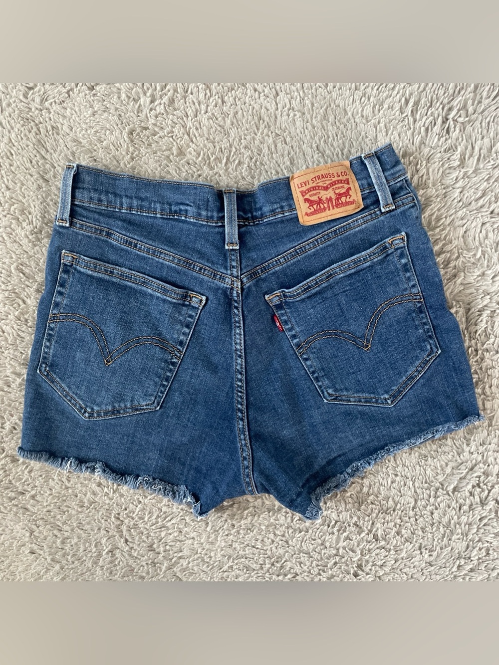 Levi’s High Rise Distressed Denim Jean Shorts Blue Women’s Size 30 Summer cutoff
